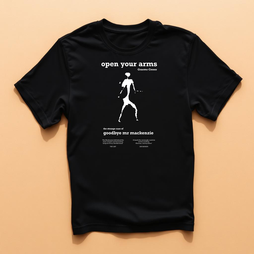 Black t-shirt with small black GMM monogram on the chest